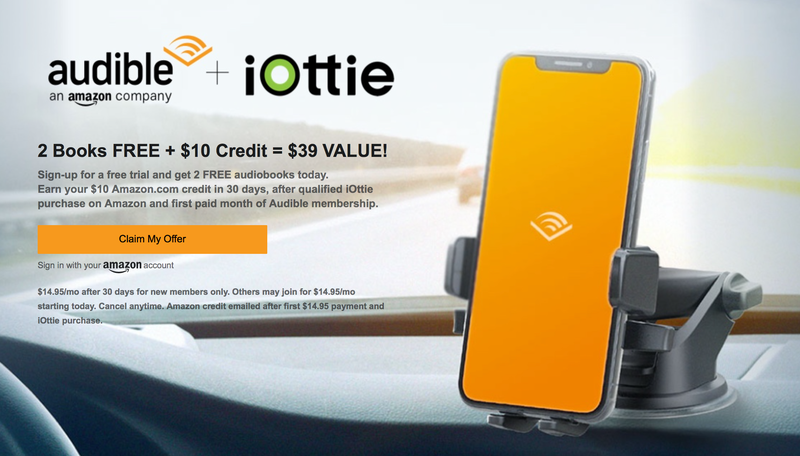 2 Audible Audiobooks FREE With iOttie Purchase | Amazon | Extra $10 credit if you keep your Audible membership after the 30 day trial.